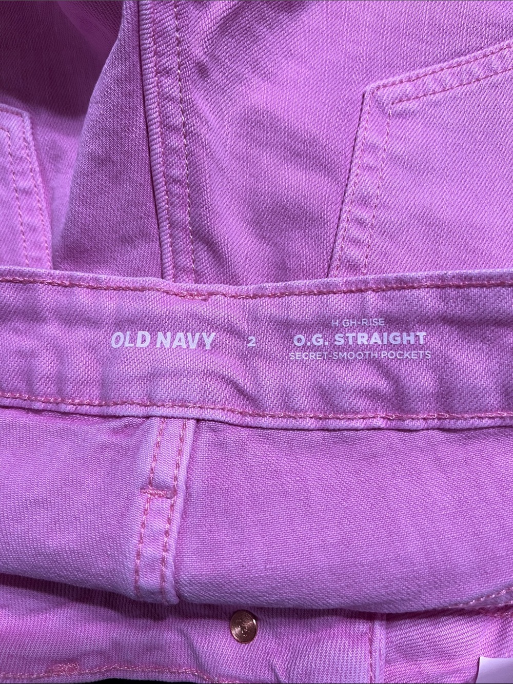 Old Navy Shorts Sz 2 Pink Frayed Hem Denim 5 Pockets High Rise Casual Wear - Picture 3 of 5